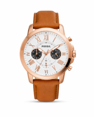 Fossil Grant Leather Belt Black Copper Watch Copy